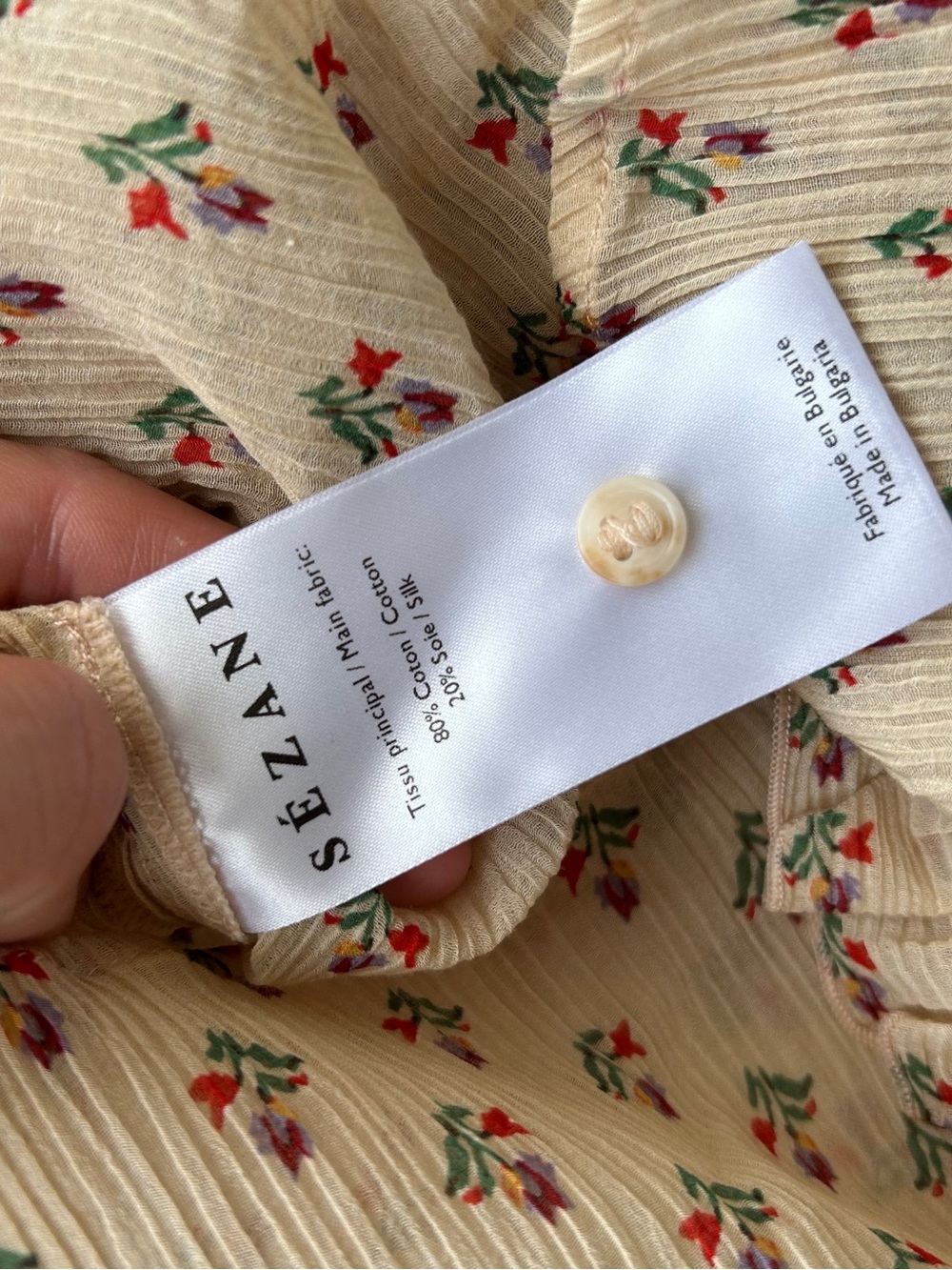 NWT Sezane Wood Beige Tulip Blouse - Picture 8 of 9